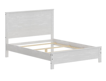 White Shiplap Texture Distressed Solid Wood Queen Bed Frame