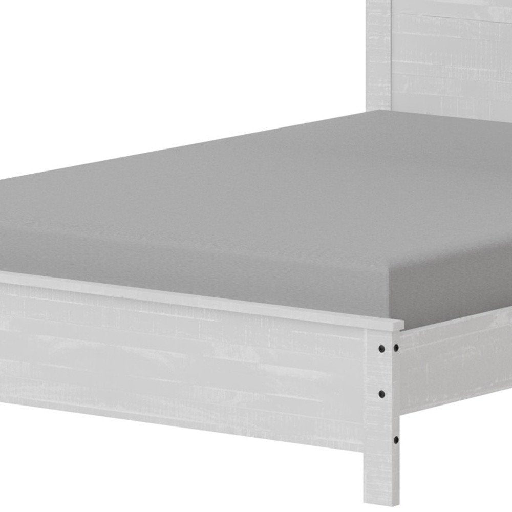 White Shiplap Texture Distressed Solid Wood Queen Bed Frame HomeRoots