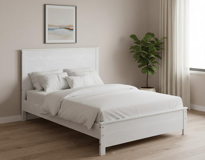 White Solid Wood Full Double Bed Frame HomeRoots
