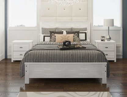 White Solid Wood Full Double Bed Frame HomeRoots