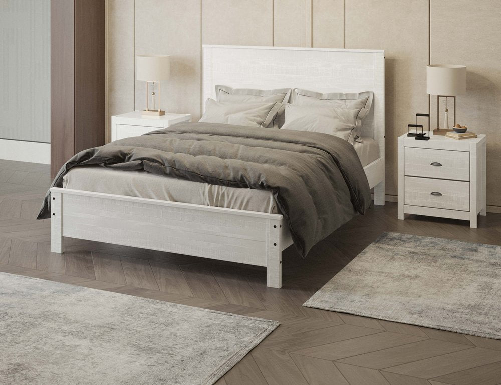 White Solid Wood Full Double Bed Frame HomeRoots