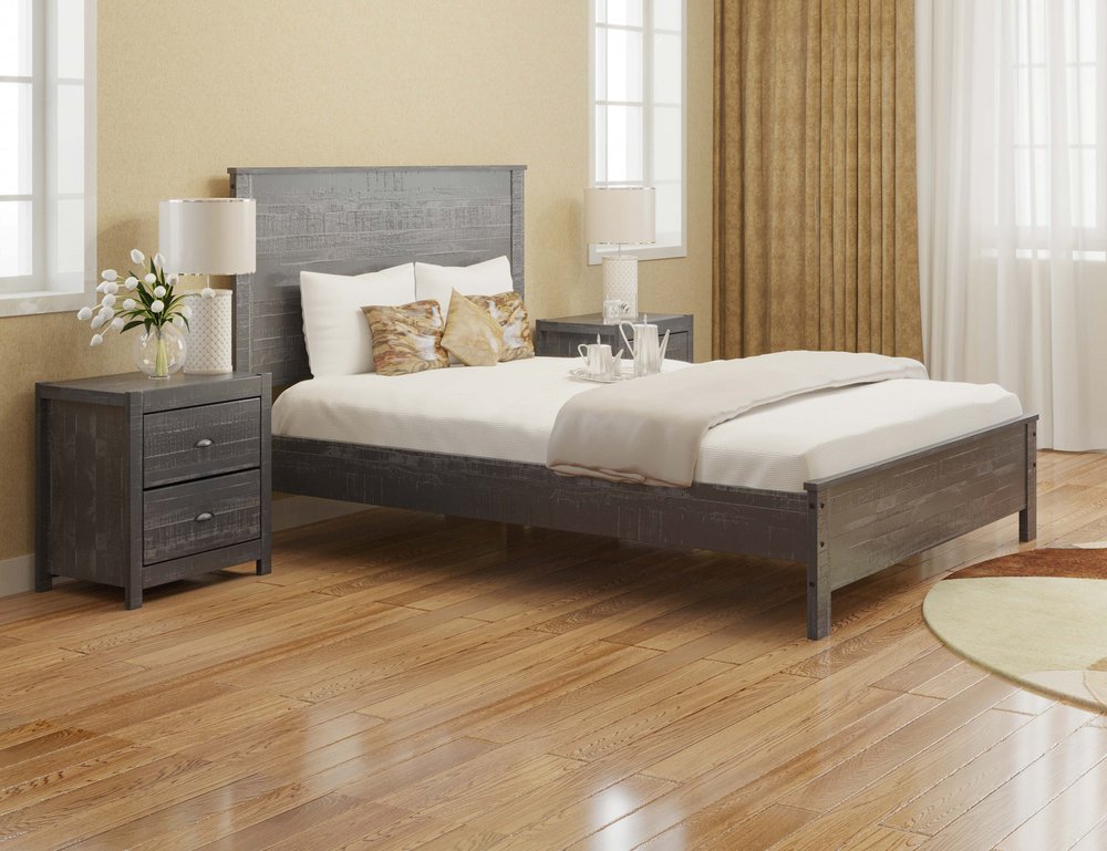 Grey Solid Wood Full Double Bed Frame HomeRoots