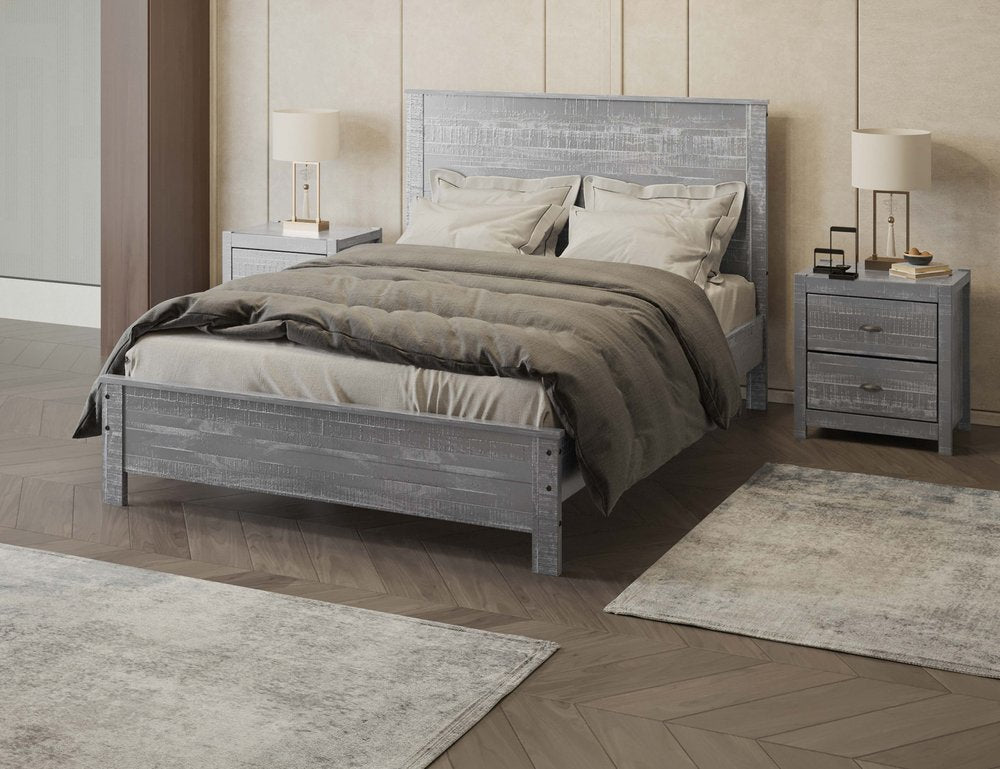 Grey Solid Wood Full Double Bed Frame HomeRoots
