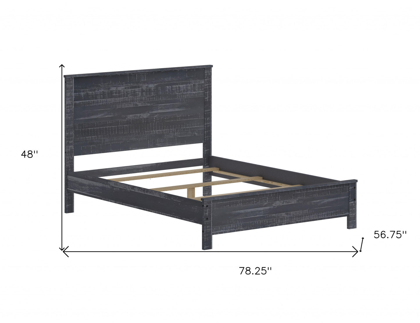 Grey Solid Wood Full Double Bed Frame