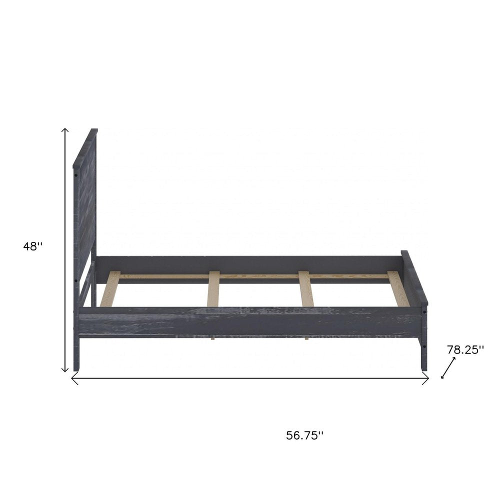 Grey Solid Wood Full Double Bed Frame HomeRoots