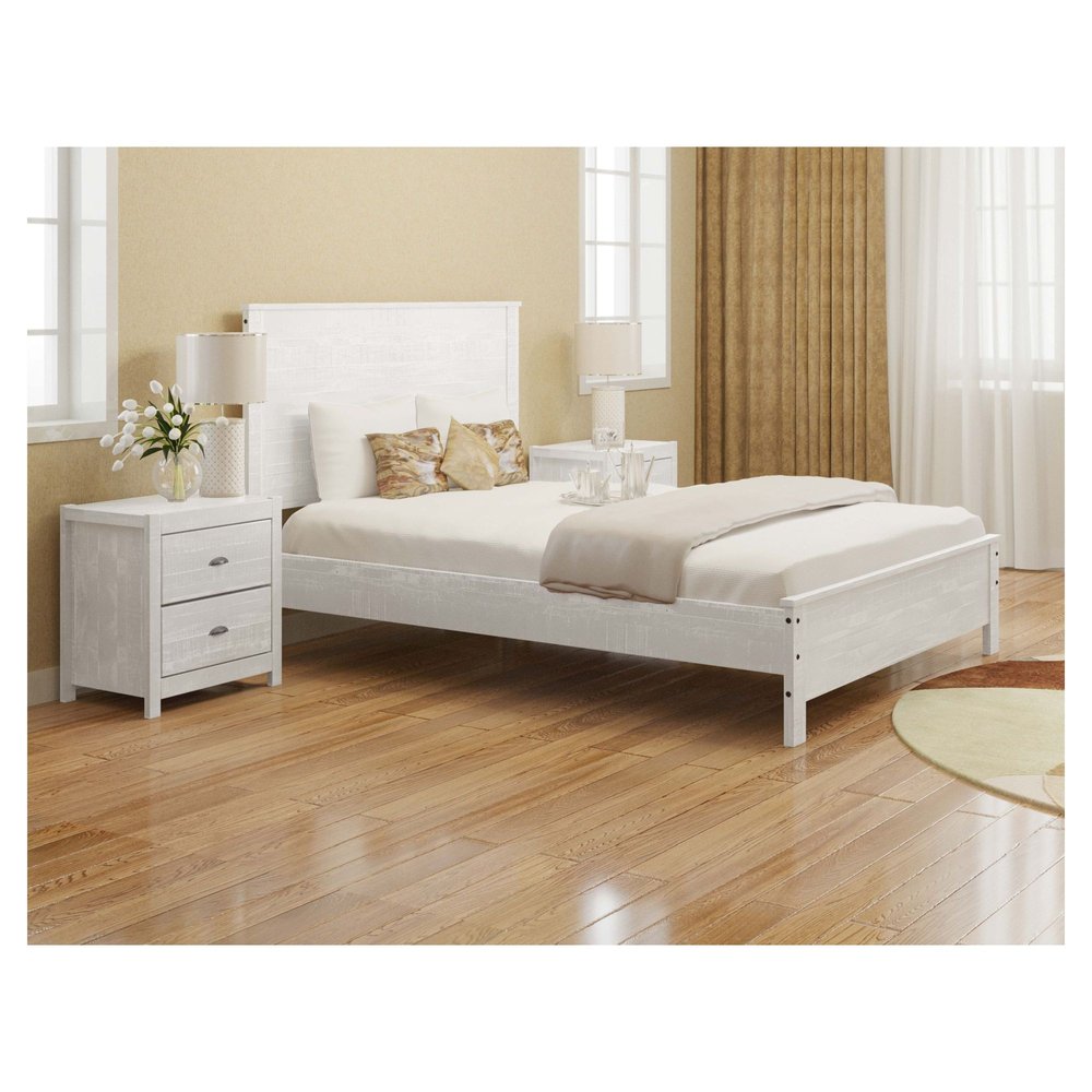 White Shiplap Texture Distressed Solid Wood Twin Bed Frame HomeRoots