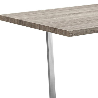 59" Taupe And Silver Solid Wood And Metal Sled Base Dining Table HomeRoots