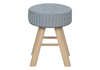 12" Gray Fabric and Natural Round Ottoman HomeRoots