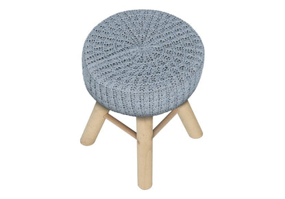 12" Gray Fabric and Natural Round Ottoman HomeRoots