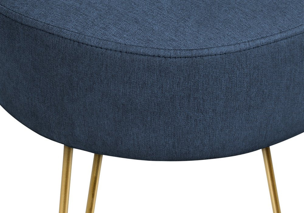 14" Blue and Gold Fabric Round Ottoman HomeRoots