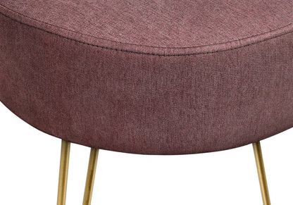 14" Plum Fabric and Gold Round Ottoman HomeRoots