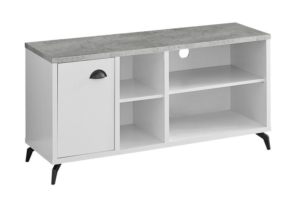 47" Gray And White Wood Enclosed and Open Storage TV Stand HomeRoots