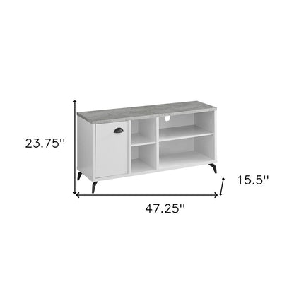 47" Gray And White Wood Enclosed and Open Storage TV Stand HomeRoots