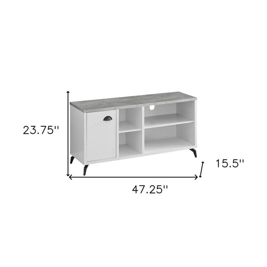 47" Gray And White Wood Enclosed and Open Storage TV Stand HomeRoots