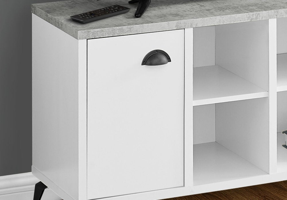 47" Gray And White Wood Enclosed and Open Storage TV Stand HomeRoots