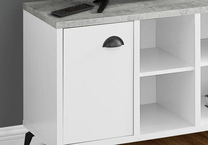 47" Gray And White Wood Enclosed and Open Storage TV Stand HomeRoots