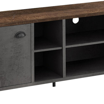 47" Brown And Gray Distressed Reclaimed Wood Enclosed and Open Storage TV Stand HomeRoots