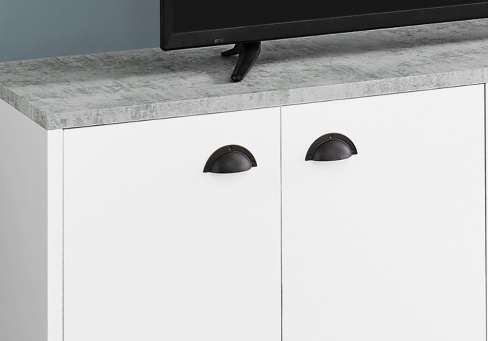 60" White Cabinet Enclosed Storage TV Stand HomeRoots