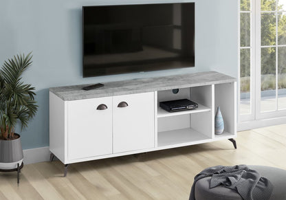 60" White Cabinet Enclosed Storage TV Stand HomeRoots