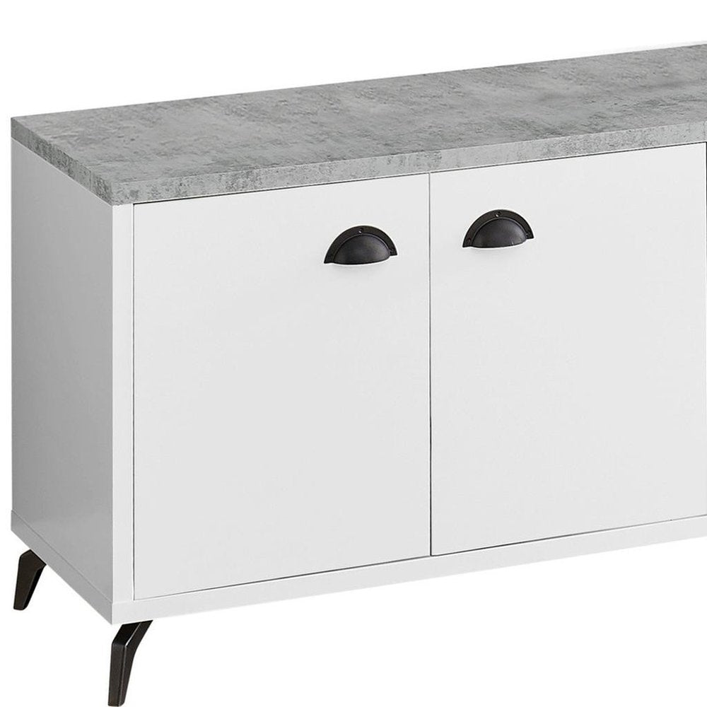 60" White Cabinet Enclosed Storage TV Stand HomeRoots