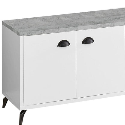 60" White Cabinet Enclosed Storage TV Stand HomeRoots