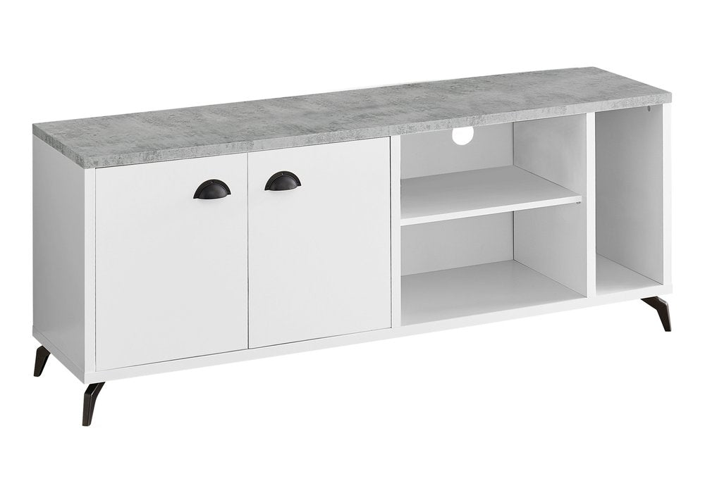 60" White Cabinet Enclosed Storage TV Stand HomeRoots