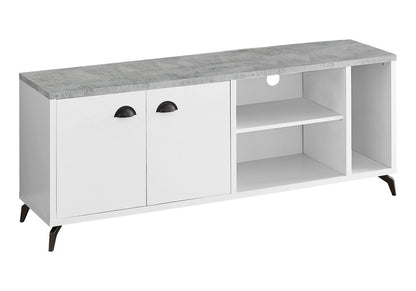 60" White Cabinet Enclosed Storage TV Stand HomeRoots