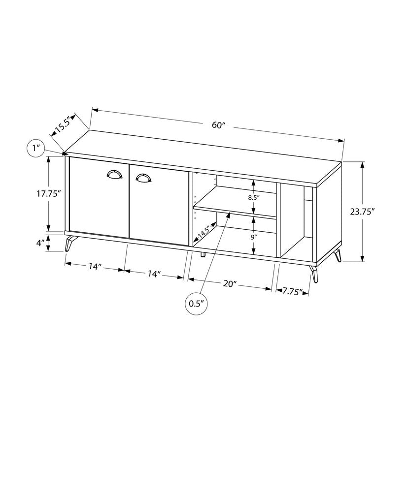 60" White Cabinet Enclosed Storage TV Stand HomeRoots