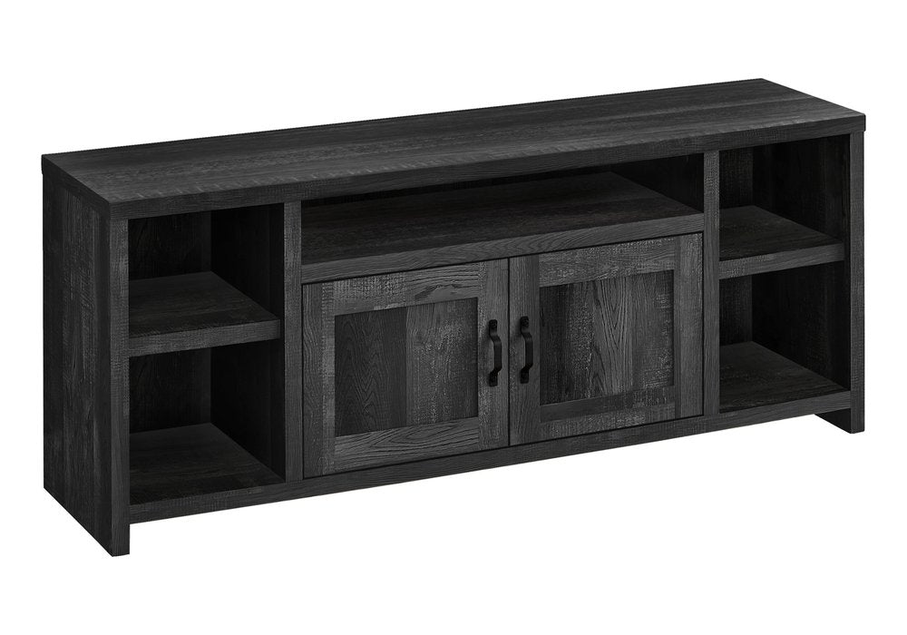 59" Black Cabinet Enclosed Storage TV Stand HomeRoots