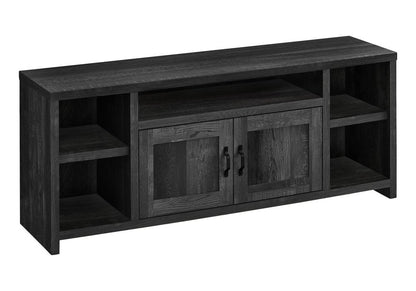 59" Black Cabinet Enclosed Storage TV Stand HomeRoots