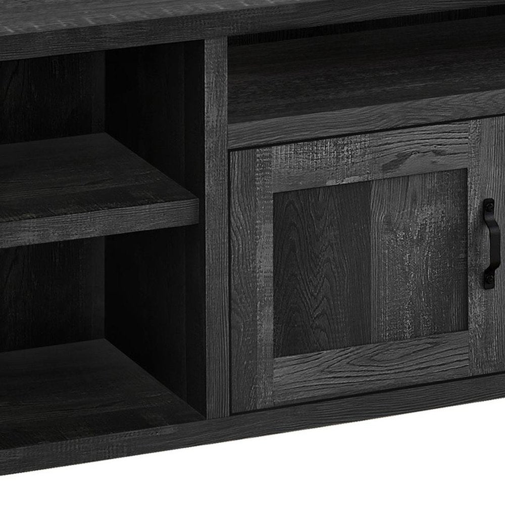59" Black Cabinet Enclosed Storage TV Stand HomeRoots