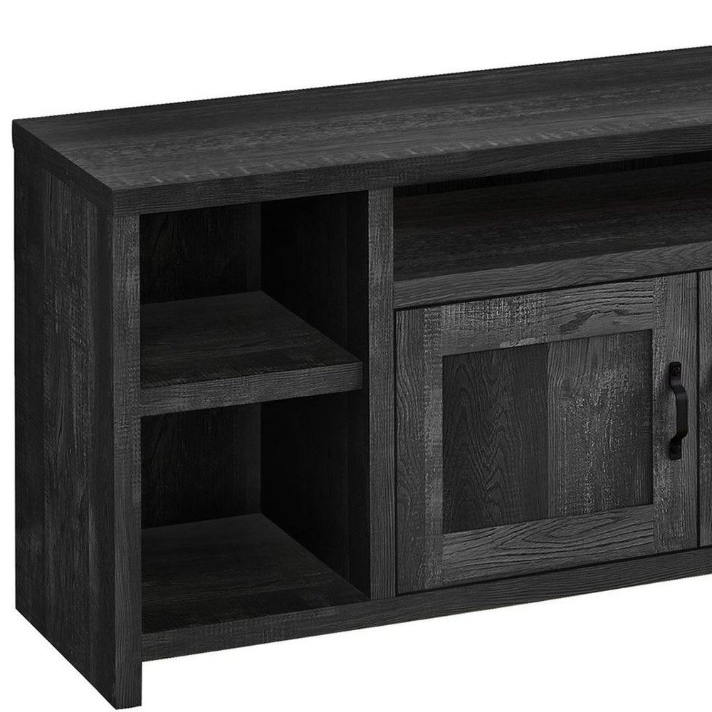59" Black Cabinet Enclosed Storage TV Stand HomeRoots
