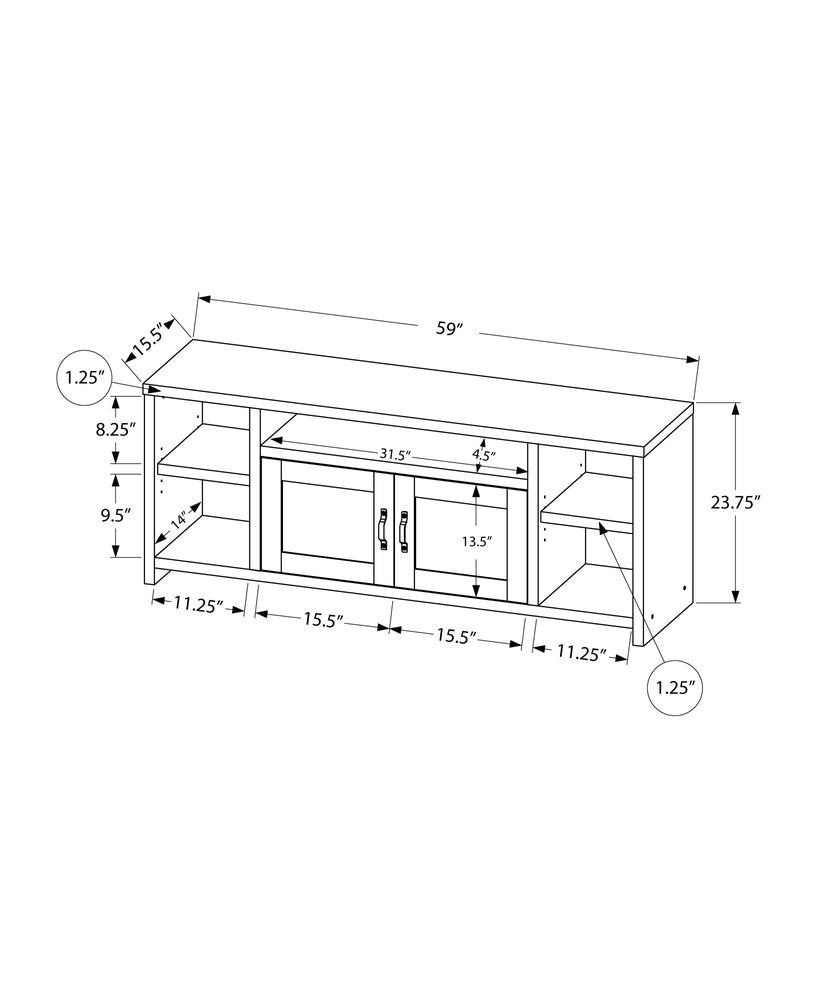 59" Black Cabinet Enclosed Storage TV Stand HomeRoots