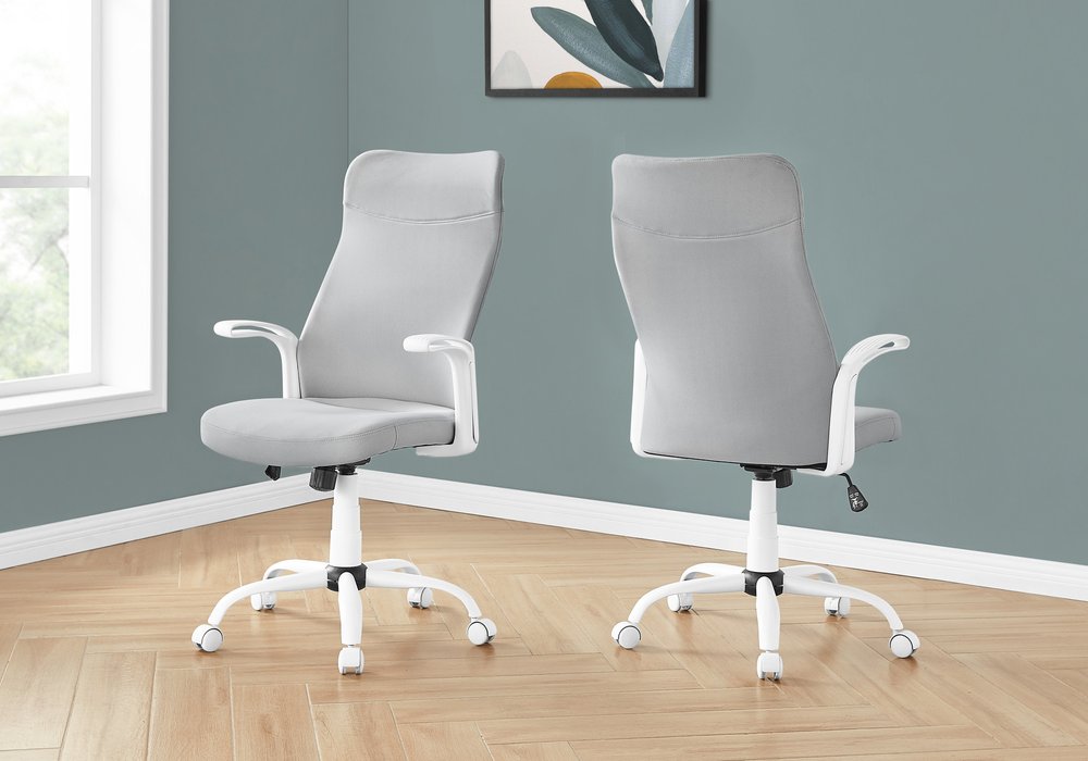 Gray and White Rolling Drafting Chair HomeRoots