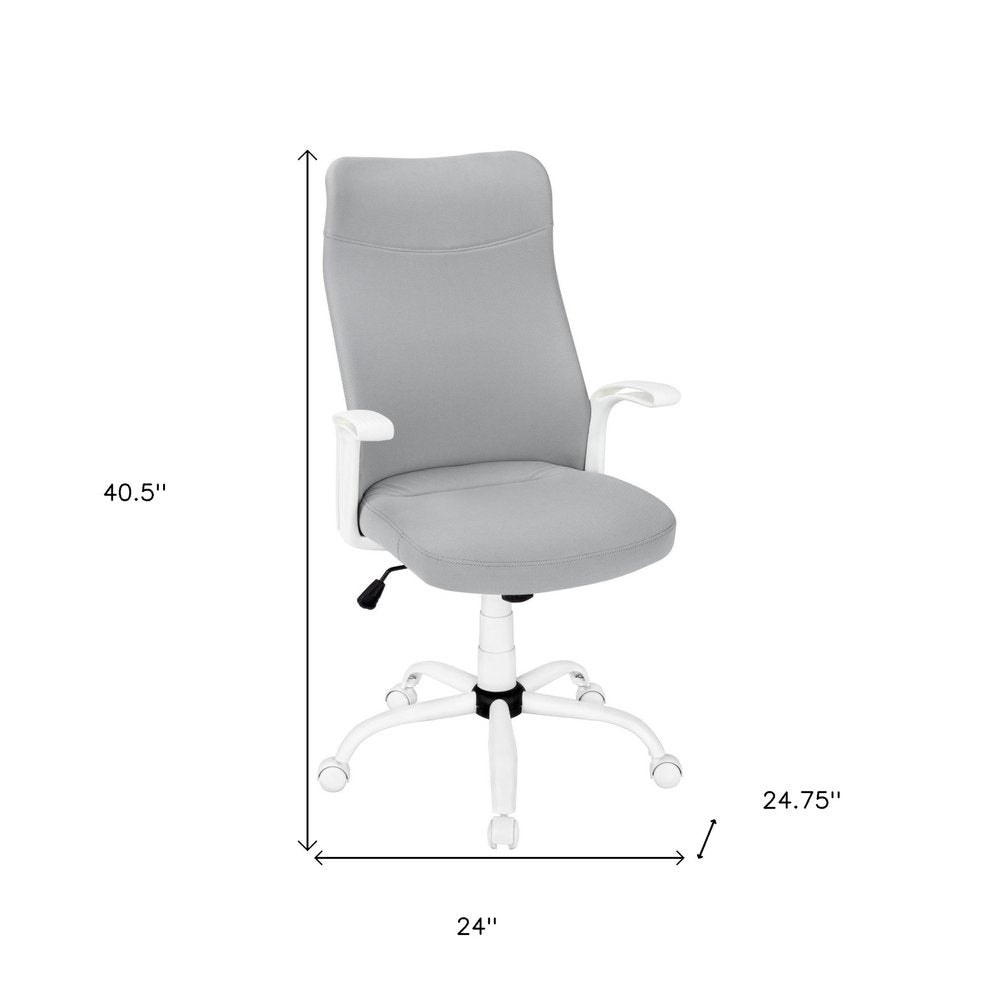 Gray and White Rolling Drafting Chair — view 1
