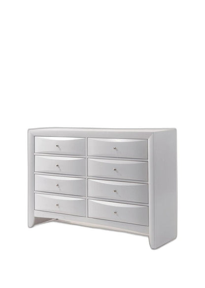 59" White Solid and Manufactured Wood Eight Drawer Double Dresser HomeRoots