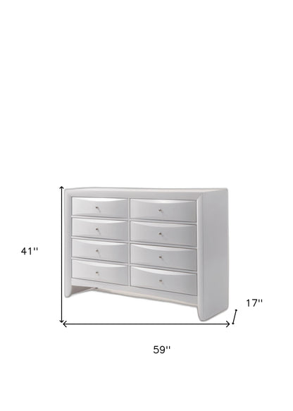 59" White Solid and Manufactured Wood Eight Drawer Double Dresser