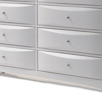 59" White Solid and Manufactured Wood Eight Drawer Double Dresser