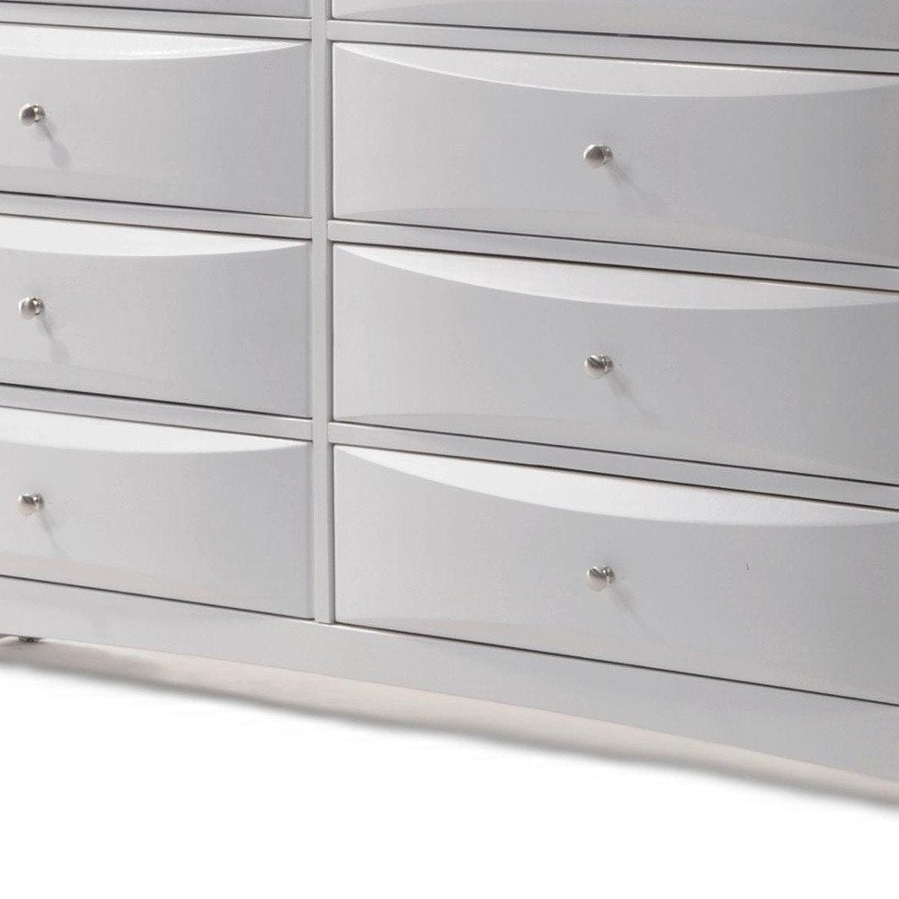 59" White Solid and Manufactured Wood Eight Drawer Double Dresser HomeRoots