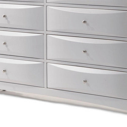 59" White Solid and Manufactured Wood Eight Drawer Double Dresser HomeRoots