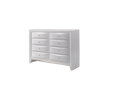 59" White Solid and Manufactured Wood Eight Drawer Double Dresser HomeRoots