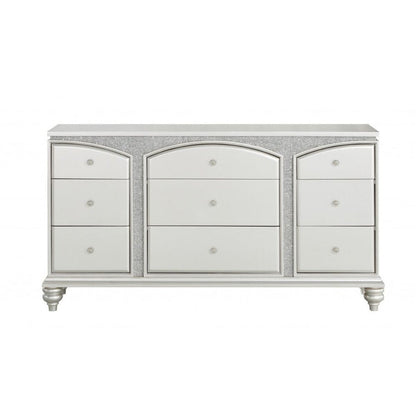 66" Platinum Manufactured Wood Nine Drawer Dresser HomeRoots