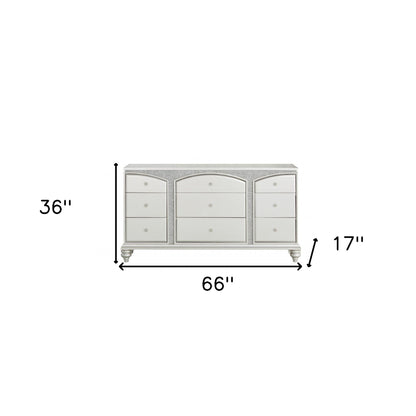 66" Platinum Manufactured Wood Nine Drawer Dresser