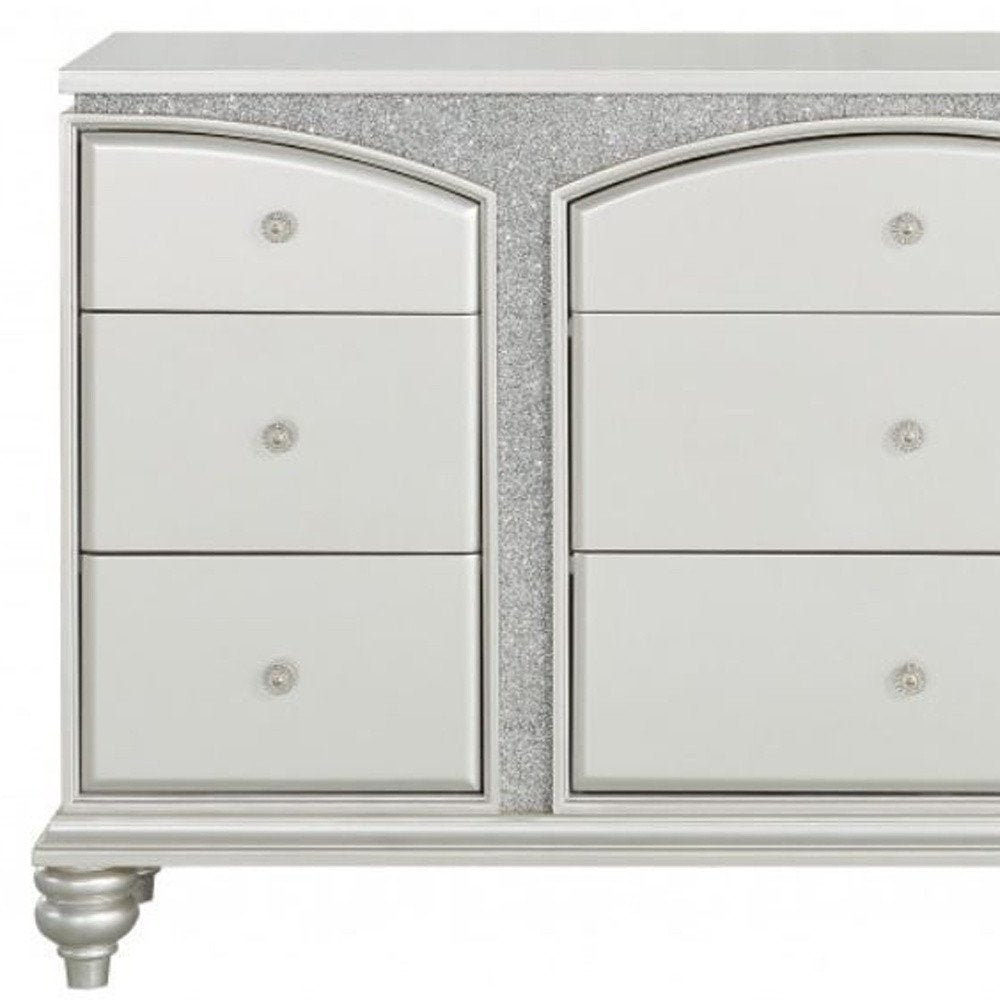 66" Platinum Manufactured Wood Nine Drawer Dresser HomeRoots