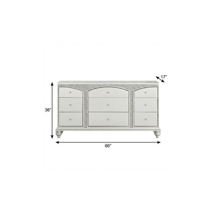 66" Platinum Manufactured Wood Nine Drawer Dresser HomeRoots