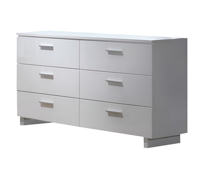 63" White Six Drawer Double Dresser