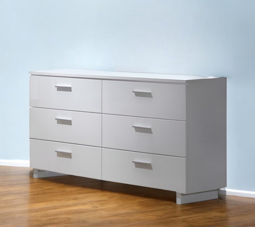 63" White Six Drawer Double Dresser HomeRoots