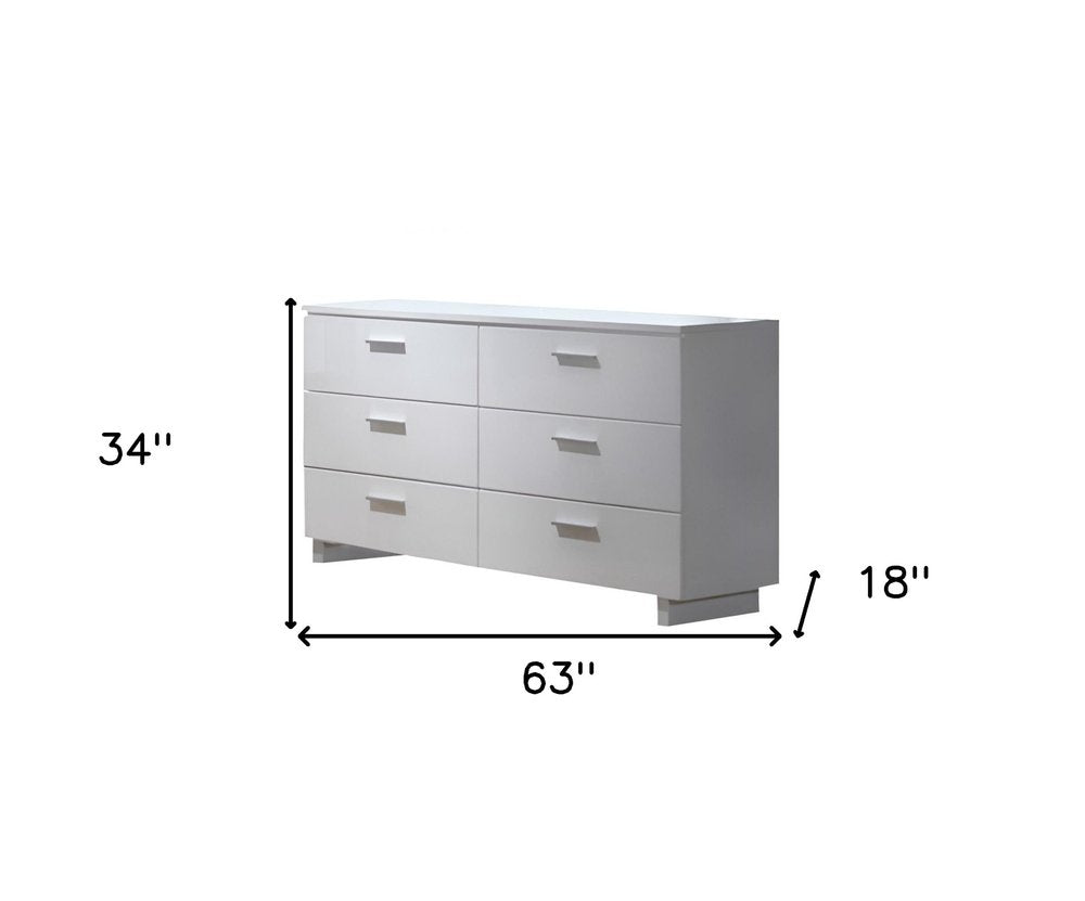 63" White Wood Six Drawer Double Dresser HomeRoots