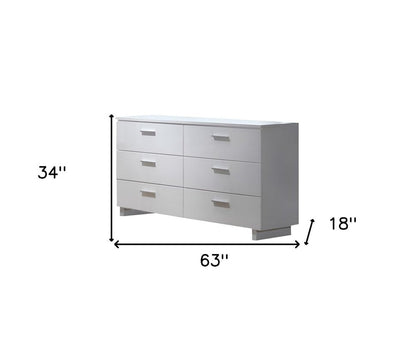 63" White Six Drawer Double Dresser HomeRoots
