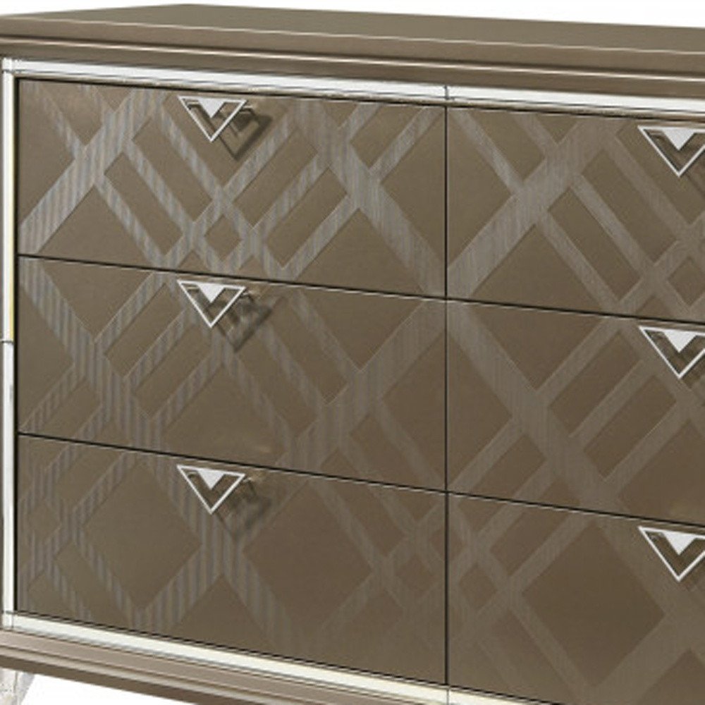 66" Champagne Wood Six Drawer Double Dresser — view 3